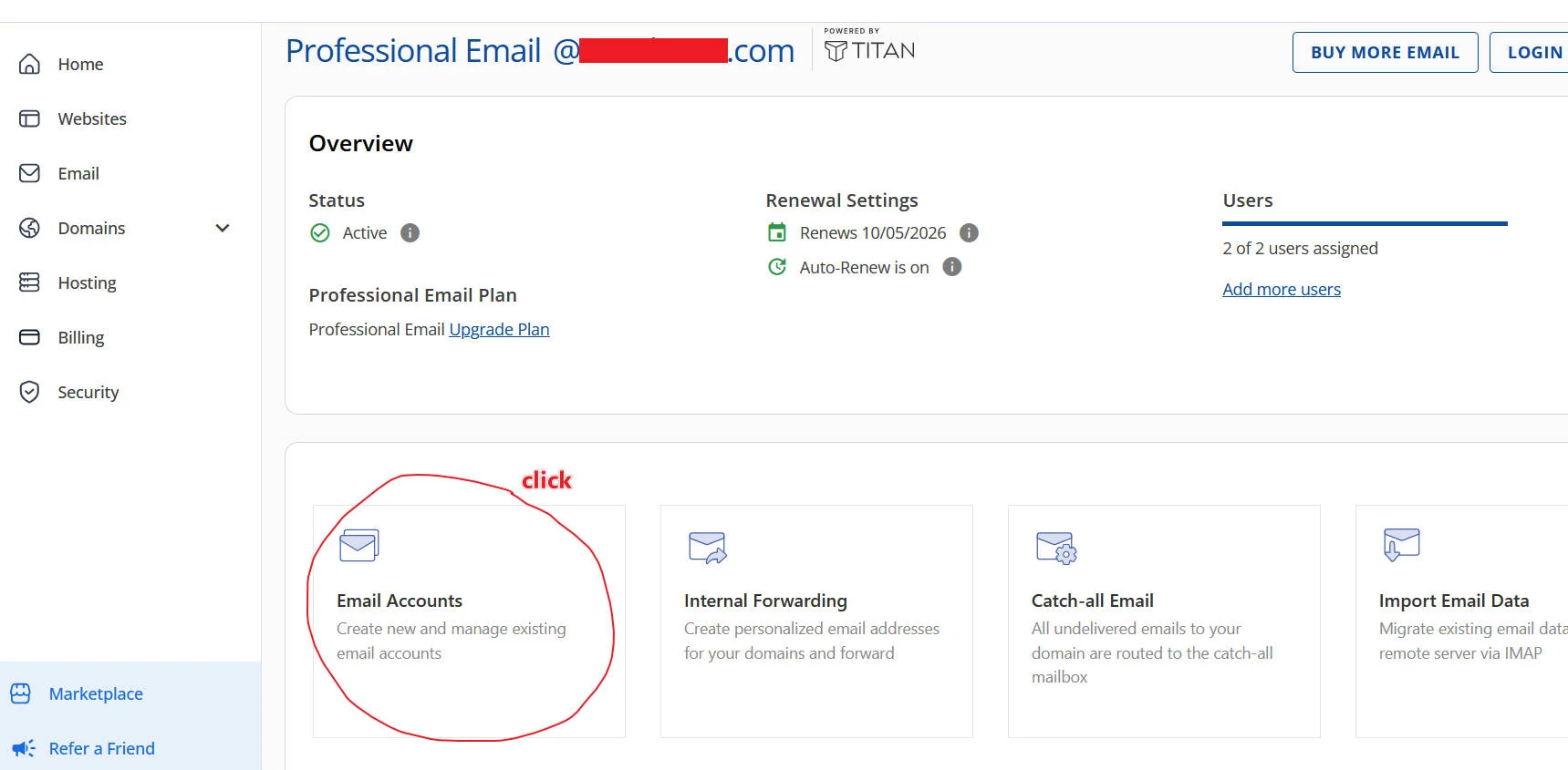 check bluehost email accounts